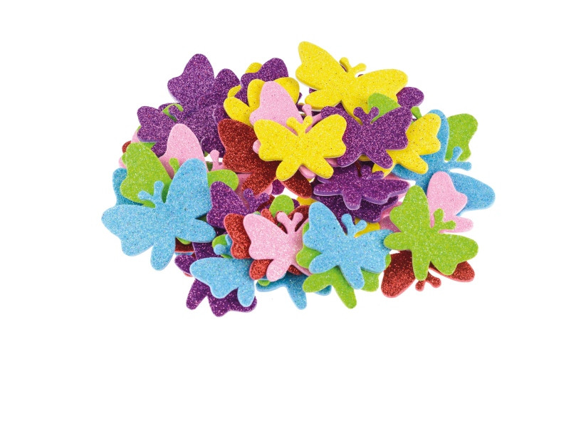 Naklejki z pianki brokat Motyle 42szt Brewis